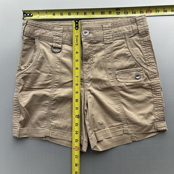 Style & Co Womens Cargo Bermuda Shorts 10P Petite Beige Button Pockets High Rise - Picture 12 of 12